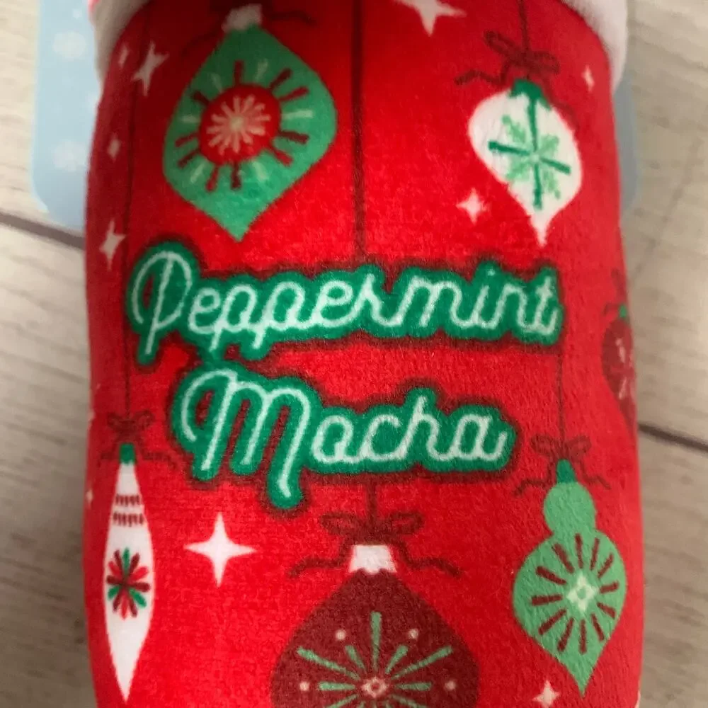 Fringe Dog Toy with Squeaker Peppermint Mocha Christmas Chew Fetch Crinkle 8